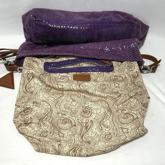 Sorial Purple Brown Leather Large Hobo Convertible Crossbody Bag - Large - Picture 5 of 8